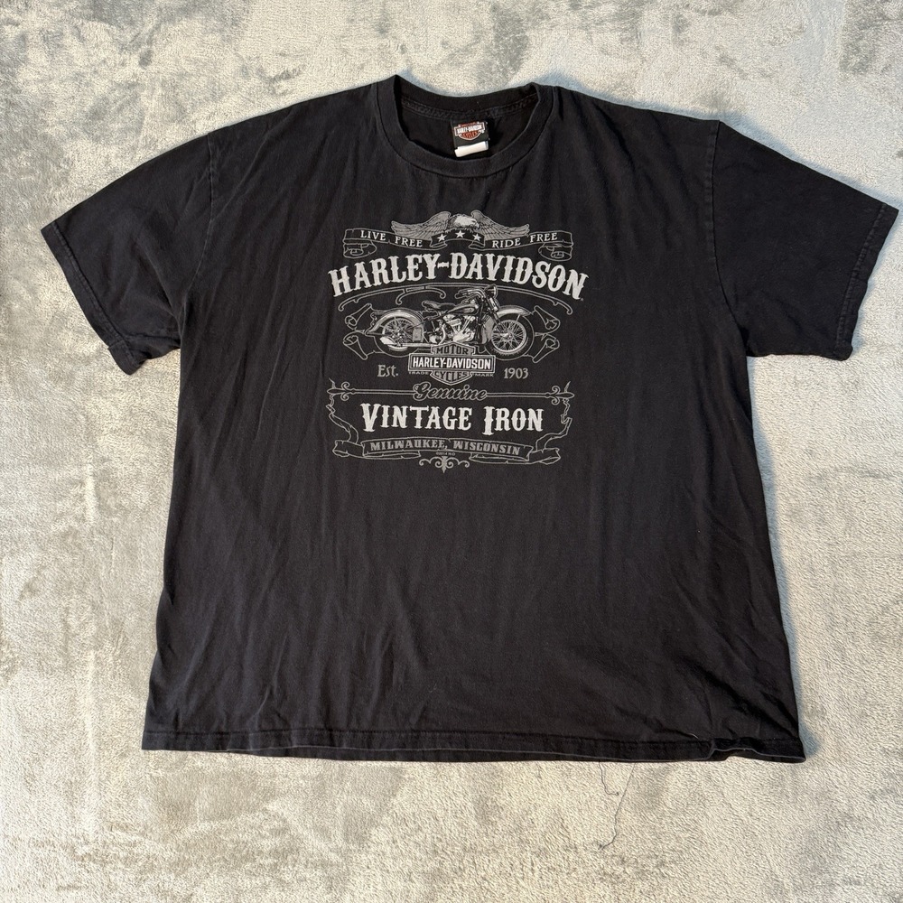 Harley Davidson T Shirt Mens 2XL Black Vintage Iron Smokey Mountain Tennessee